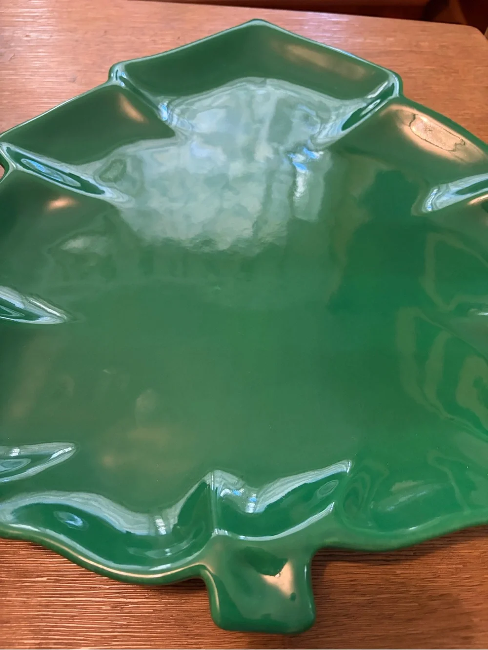 Pier 1 Imports Green Christmas Tree Serving Platter 15